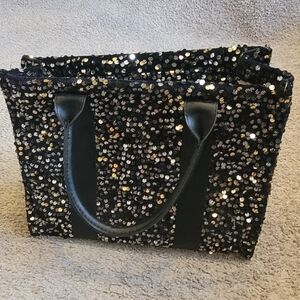 Sequin Black and Gold Tote Bag
